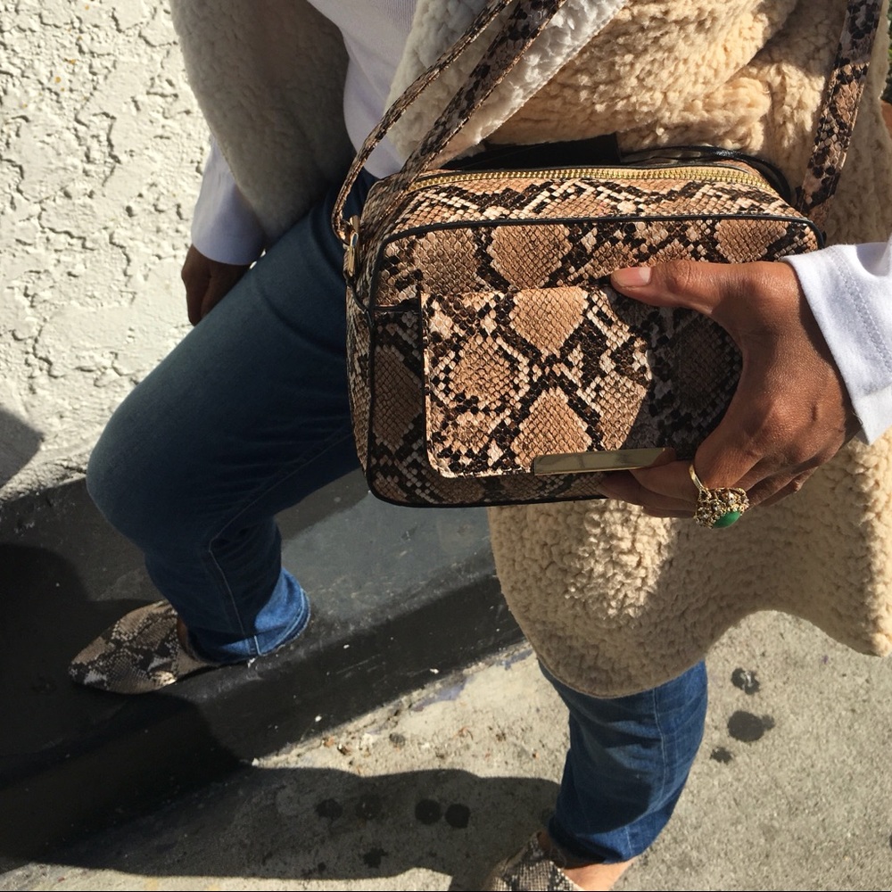 HALEY Snake Print Handbag